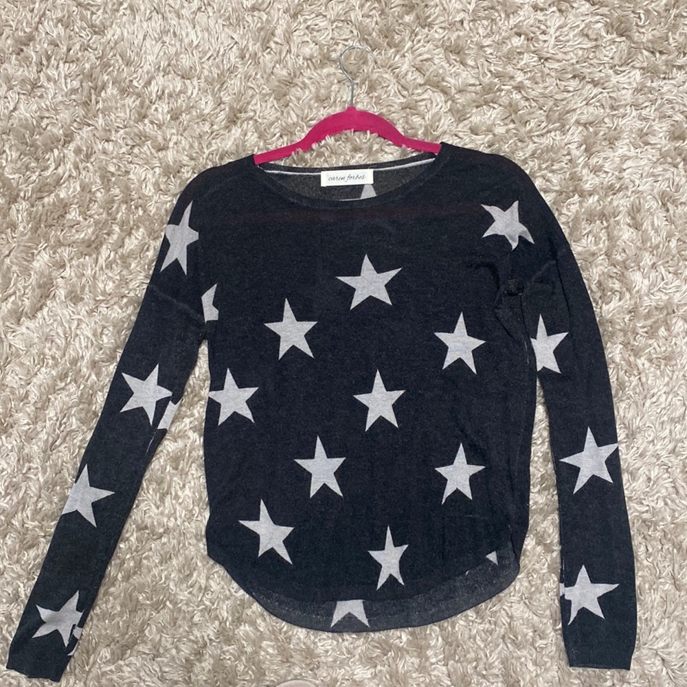 Dark Grey Thin Sweater with White Stars
